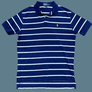 Polo Ralph Lauren Vintage 90s Striped Cotton Blue White Shirt Men's Size Large